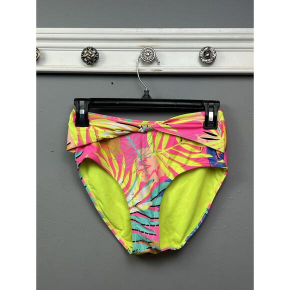 No Boundaries Multicolored Neon NOBO‎ Tropical Bikini Bottoms Womens Small - Picture 1 of 8